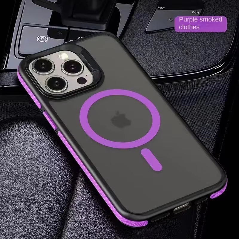 Magnetic Luxury Matte Translucent Shockproof Case for iPhone 11, 12, 13, 14, 15, 16 Pro Max with MagSafe Wireless Charging Compatibility