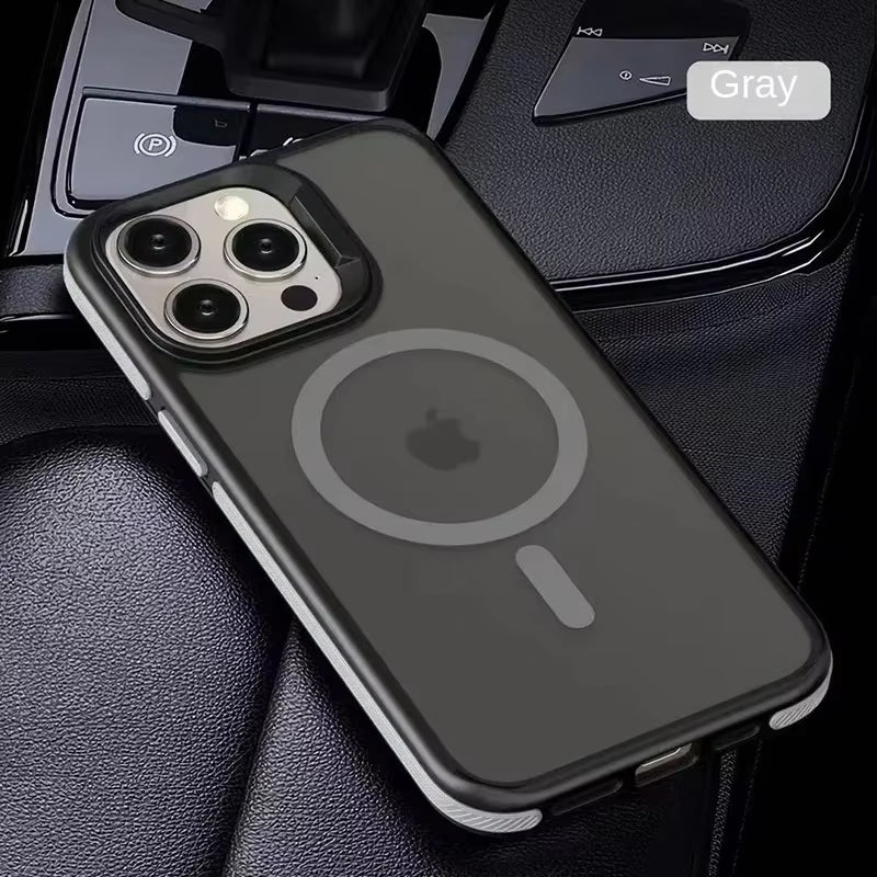 Magnetic Luxury Matte Translucent Shockproof Case for iPhone 11, 12, 13, 14, 15, 16 Pro Max with MagSafe Wireless Charging Compatibility
