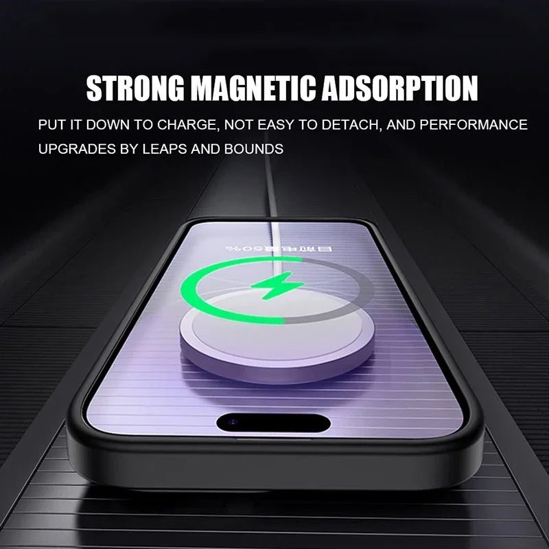 Original Case For iPhone 17 Air 16 15 14 Pro Max Plus For Magsafe Magnetic Wireless Charge Lens Protector Matte Cover