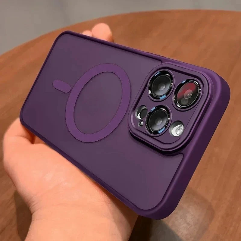 Original Case For iPhone 17 Air 16 15 14 Pro Max Plus For Magsafe Magnetic Wireless Charge Lens Protector Matte Cover