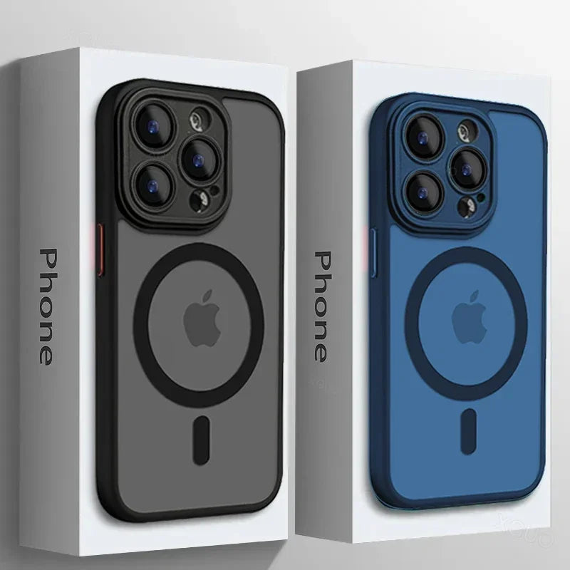 Original Case For iPhone 17 Air 16 15 14 Pro Max Plus For Magsafe Magnetic Wireless Charge Lens Protector Matte Cover