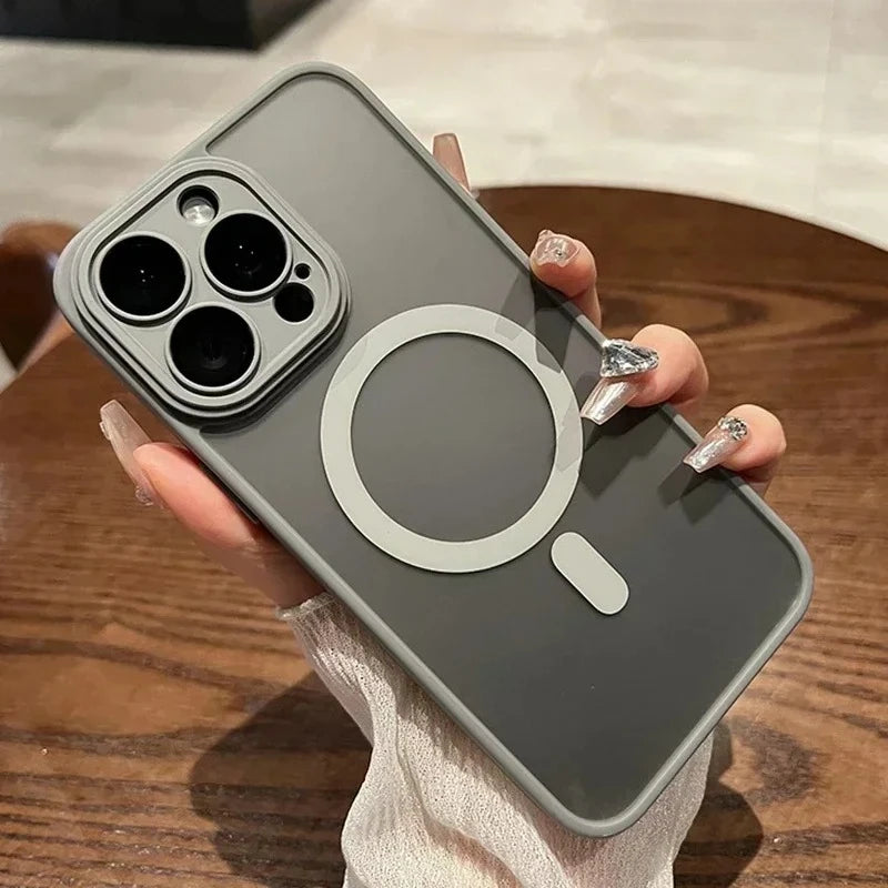 Original Case For iPhone 17 Air 16 15 14 Pro Max Plus For Magsafe Magnetic Wireless Charge Lens Protector Matte Cover