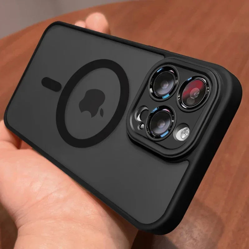 Original Case For iPhone 17 Air 16 15 14 Pro Max Plus For Magsafe Magnetic Wireless Charge Lens Protector Matte Cover