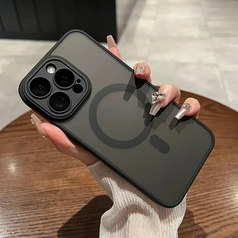 Original Case For iPhone 17 Air 16 15 14 Pro Max Plus For Magsafe Magnetic Wireless Charge Lens Protector Matte Cover