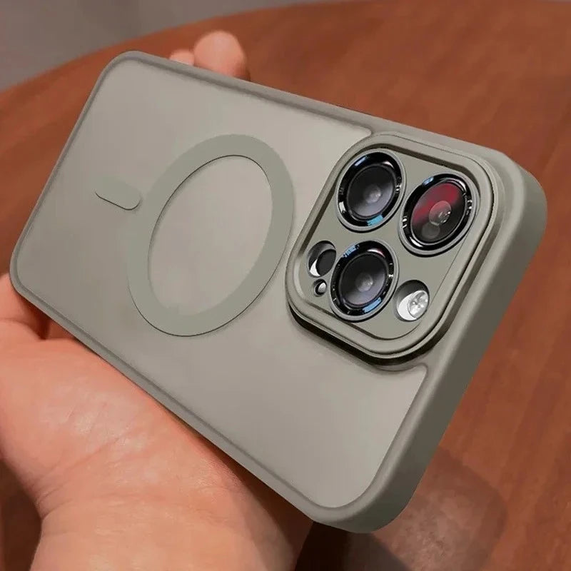 Original Case For iPhone 17 Air 16 15 14 Pro Max Plus For Magsafe Magnetic Wireless Charge Lens Protector Matte Cover