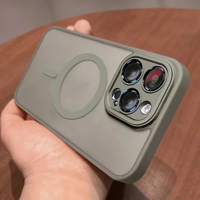 Original Case For iPhone 17 Air 16 15 14 Pro Max Plus For Magsafe Magnetic Wireless Charge Lens Protector Matte Cover