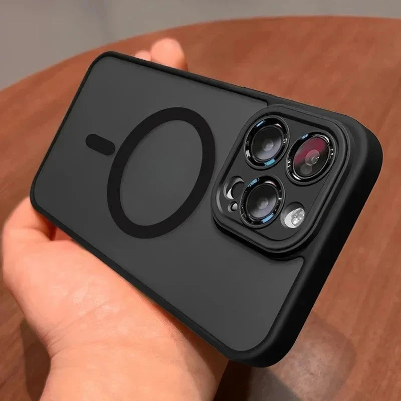 Original Case For iPhone 17 Air 16 15 14 Pro Max Plus For Magsafe Magnetic Wireless Charge Lens Protector Matte Cover