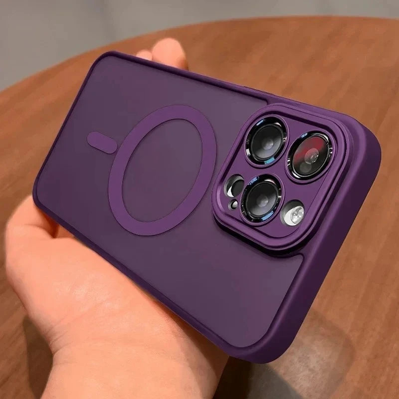 Original Case For iPhone 17 Air 16 15 14 Pro Max Plus For Magsafe Magnetic Wireless Charge Lens Protector Matte Cover