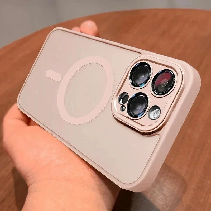 Original Case For iPhone 17 Air 16 15 14 Pro Max Plus For Magsafe Magnetic Wireless Charge Lens Protector Matte Cover