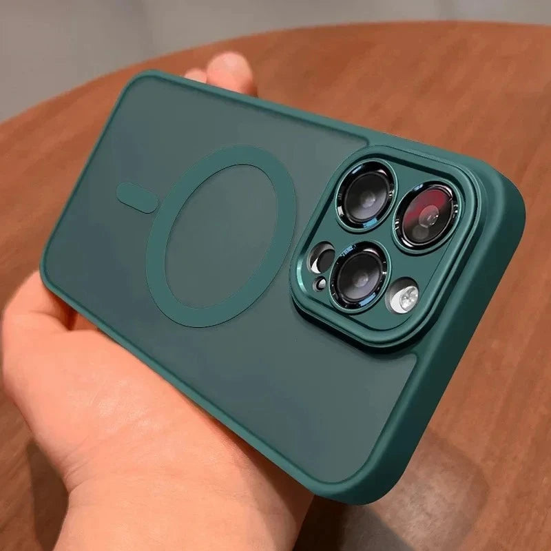 Original Case For iPhone 17 Air 16 15 14 Pro Max Plus For Magsafe Magnetic Wireless Charge Lens Protector Matte Cover