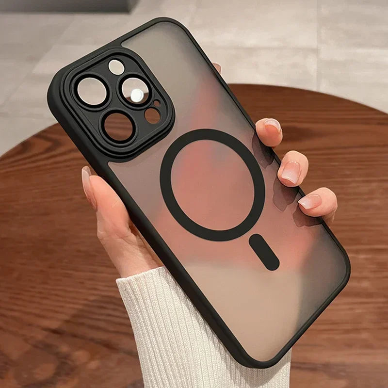 Original Case For iPhone 17 Air 16 15 14 Pro Max Plus For Magsafe Magnetic Wireless Charge Lens Protector Matte Cover