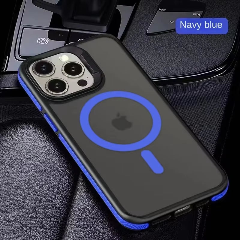 Magnetic Luxury Matte Translucent Shockproof Case for iPhone 11, 12, 13, 14, 15, 16 Pro Max with MagSafe Wireless Charging Compatibility